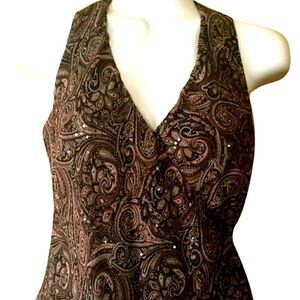 Banana Republic Silk and Sequin Paisley Halter Top